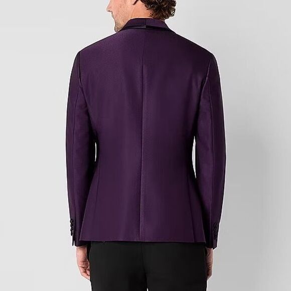 jf j.ferrar Deep Purple Blazer with Black Trim - Picture 3 of 5